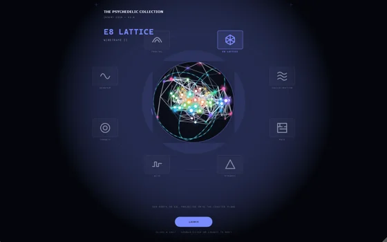 Psychedelic Collection launch screen with a circular sequencer selector