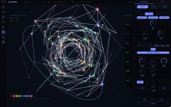 E8 Lattice MIDI sequencer showing an intricate geometric network