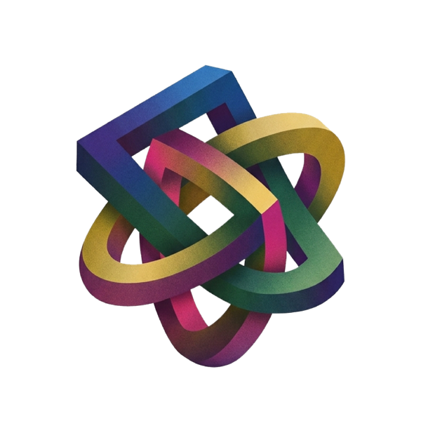 REPOMI's interlocking multicoloured geometric logo